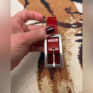 Vintage Red Shiny  Skinny Belt 45” length Size large